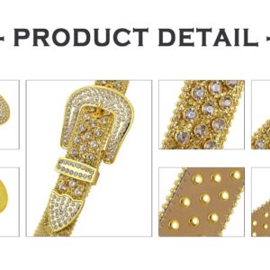 Studded Rhinestone Belts Men Women Fashionable Sparkly Diamond Belt Shiny Crystals Inlaid Design Leather Diamond Belt, Shiny Belts Rhinestone Black Gold Silver Belt for Wedding Party Gifts