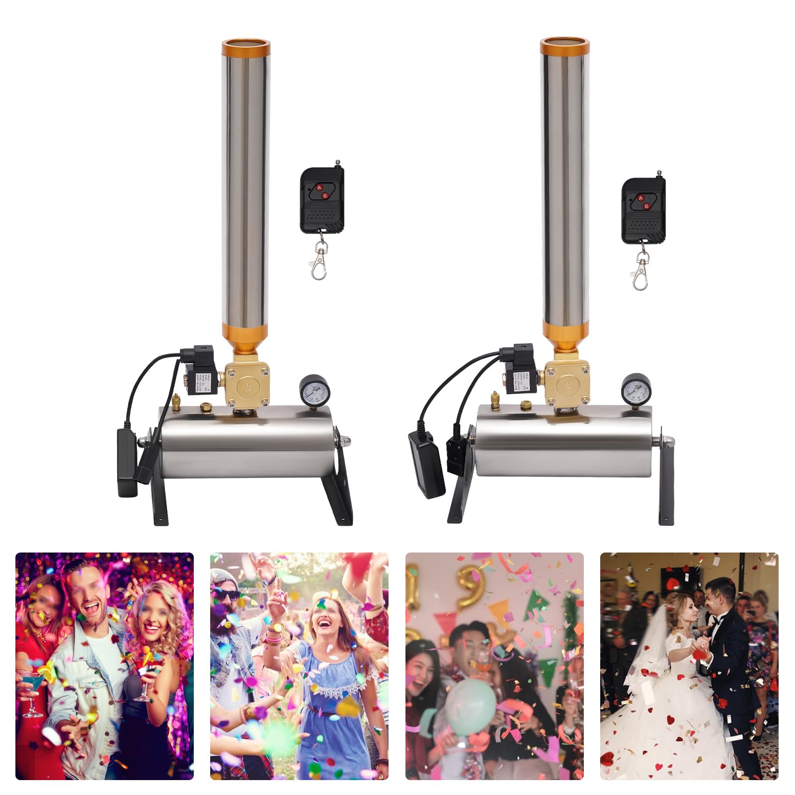 2PCS Confetti Cannon Machine Remote Control Confetti Launcher Machine Cannon Wireless Party Wedding Stage Paper Shots