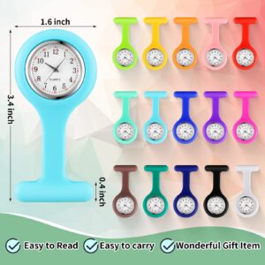 15 Pcs Silicone Nurses Watch Lapel Clip on Watches Stethoscope Nurse Pocket for Men Nursing Fob with Second Hand Doctor Students Graduation Gifts Office Travelling Hiking, 15 Colors