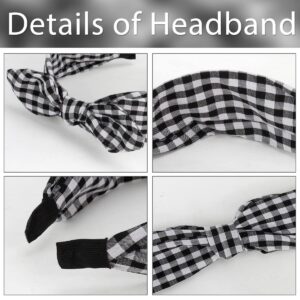 TOBATOBA 6Pcs Plaid Headbands with Bow, Wide Headband, Christmas Headband Hair Accessories for Women Girls, Bunny Ears Headbands, Hairband