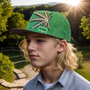 Popfizzy Men’s Weed Hat, Pot Leaf Hats, Marijuana Mesh Snapback Cap, Cannabis Baseball Caps, Weed Gifts for Stoners