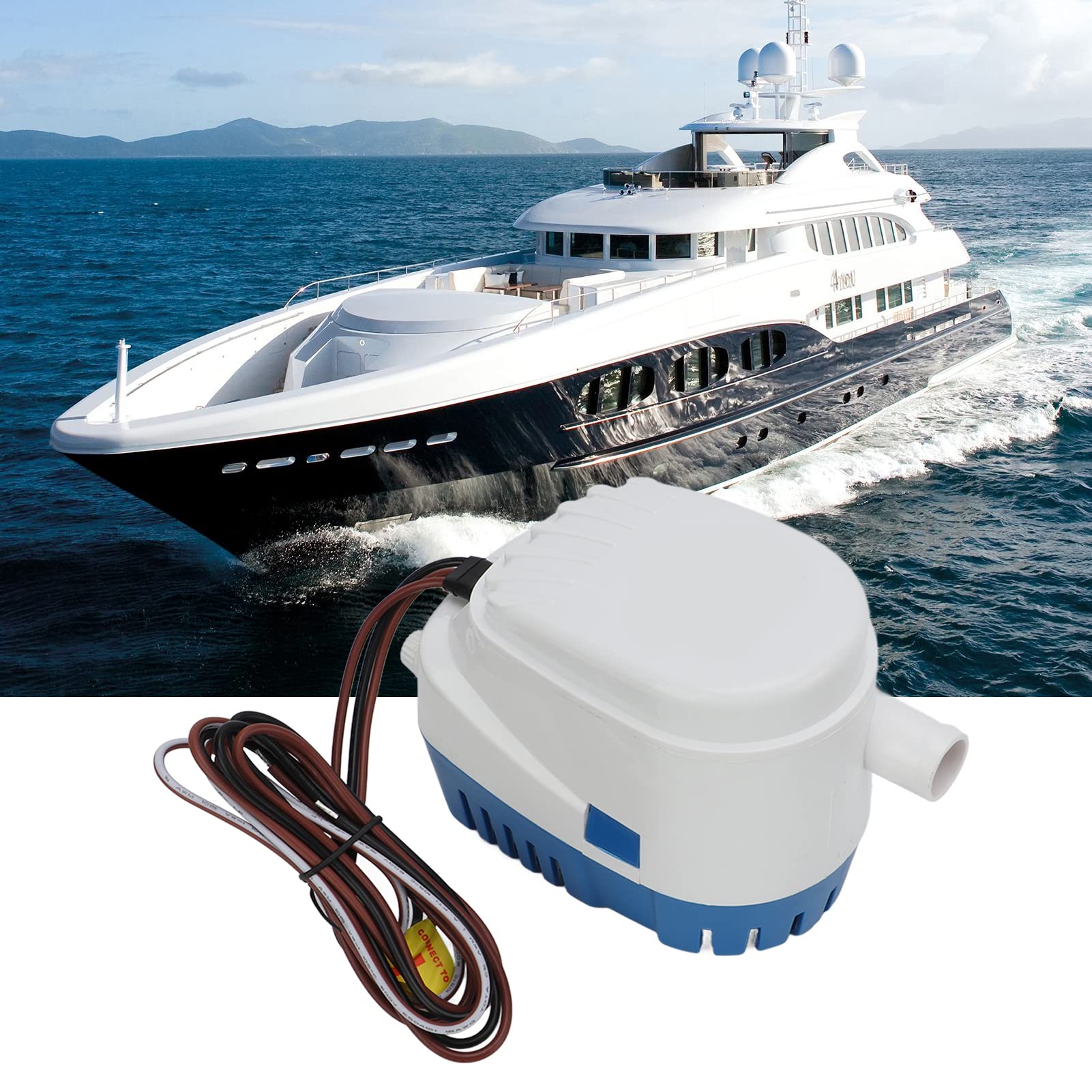 12v 1100gph Automatic Submersible Boat Bilge Water Pump, Auto with Float Switch, Bilge Pump for Boats (Blue - Automatic)