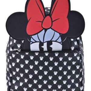 Disney Minnie Mouse Backpack for Women and Teens | Mini Womens Purse Double Strap Book Bag (Red-Black)