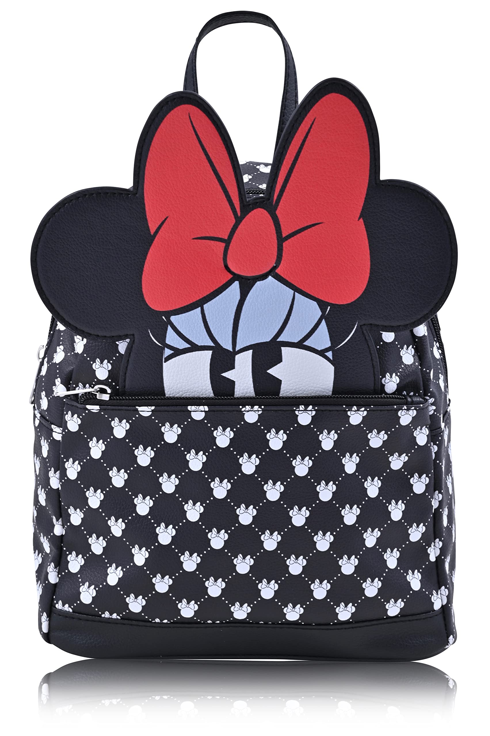 Disney Minnie Mouse Backpack for Women and Teens | Mini Womens Purse Double Strap Book Bag (Red-Black)