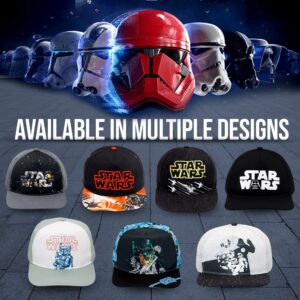 Star Wars Classic Embroidered Logo Flatbrim Baseball Cap Hat, Boys Youth, Black & Red