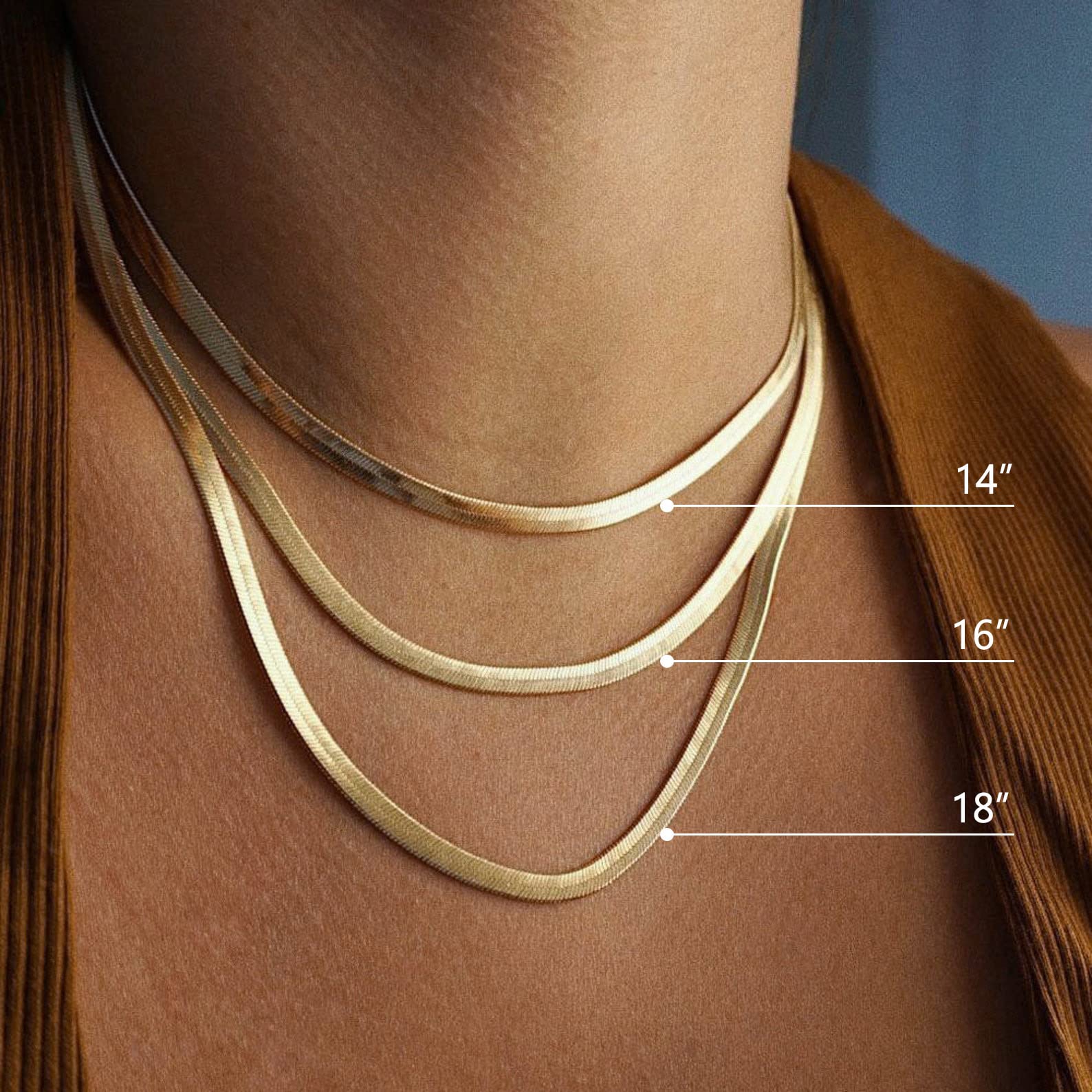 DEARMAY 14K Gold Necklace for Women Dainty Gold Choker Herringbone Necklaces for Women Simple Minimalist Thin Snake Chain Necklace Gold Jewelry for Women Teen Gifts