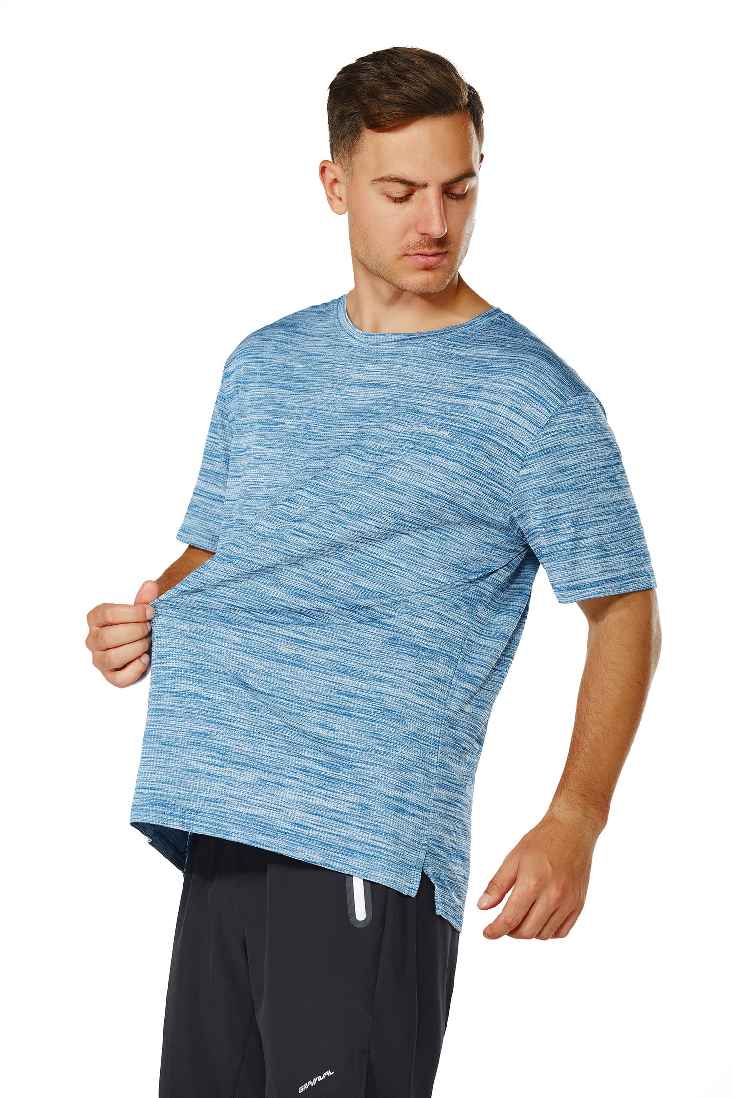 GRAMVAL Men's Crew T-Shirt,Light Weight Dry-Fit Moisture Wicking Active Athletic Performance