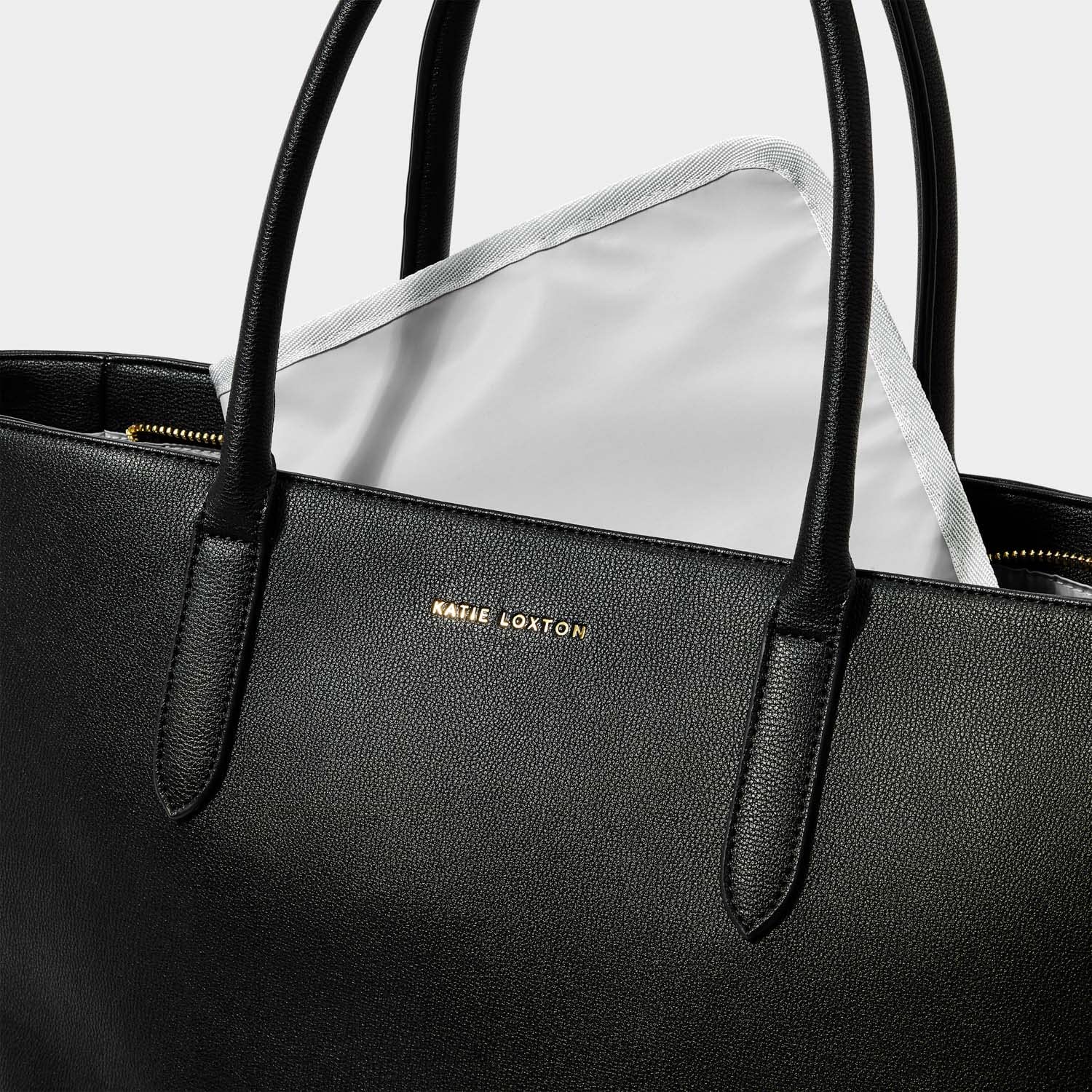 KATIE LOXTON You Got This Womens Vegan Leather Zippered Large Changing Tote Bag Organizer in Black