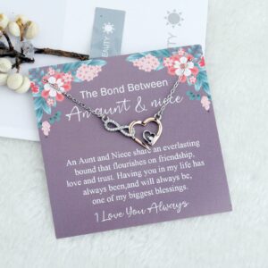 UJIMS Aunt and Niece Infinity Heart Necklace for Auntie Niece Birthday Gifts Niece Gifts from Auntie Aunt Gifts from Niece (Aunt Niece Heart Necklace)