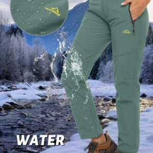 TACVASEN Womens Snow Pants Waterproof Insulated Fleece Lined Pants Ski Winter Hiking Pants Fern Green S