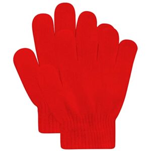 Uttpll Toddler Magic Mittens Kid Gloves Stretch Full Finger Solid Color Winter Protection Warm Knitted Gloves for Boys Girls Supplies Red One Size