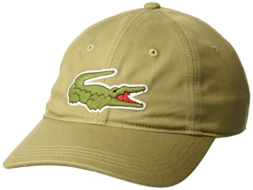 Lacoste Mens Adjustable Organic Cotton Twill Cap, Lion, One Size