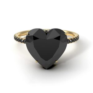 Jewelryonclick Plated Ring Heart Shaped Natural Black Onyx Teen Everyday Casual Wear Matching Jewelry Lightweight Modern Design Birthday Gift for Women, and Ladies Size : 9