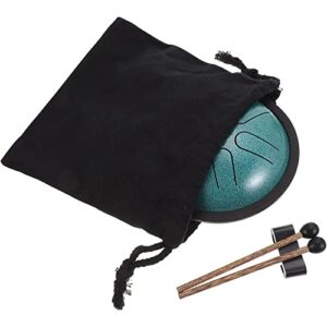 Yahpetes Worry-free Drum 5.5 Inch Steel Tongue Drum 6 Notes Musical Instruments Hand Drums with Handpan Drum with 1 Pair Mallets and Storage Drum Bag Note Sticks (Green)