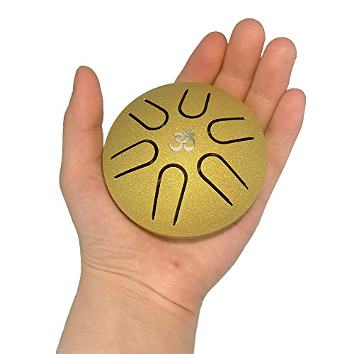 Yahpetes Steel Drums 3 Inch 6 Note Steel Tongue Drum Worry-free Drum Musical Instruments Hand Drums with Handpan Drum with 1 Pair Mallets and Storage Drum Bag Note Sticks (3"6 tone, Gold)