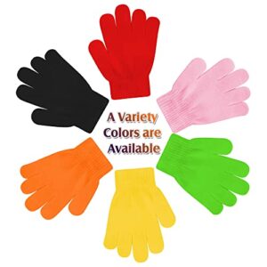 Uttpll Toddler Magic Mittens Kid Gloves Stretch Full Finger Solid Color Winter Protection Warm Knitted Gloves for Boys Girls Supplies Red One Size