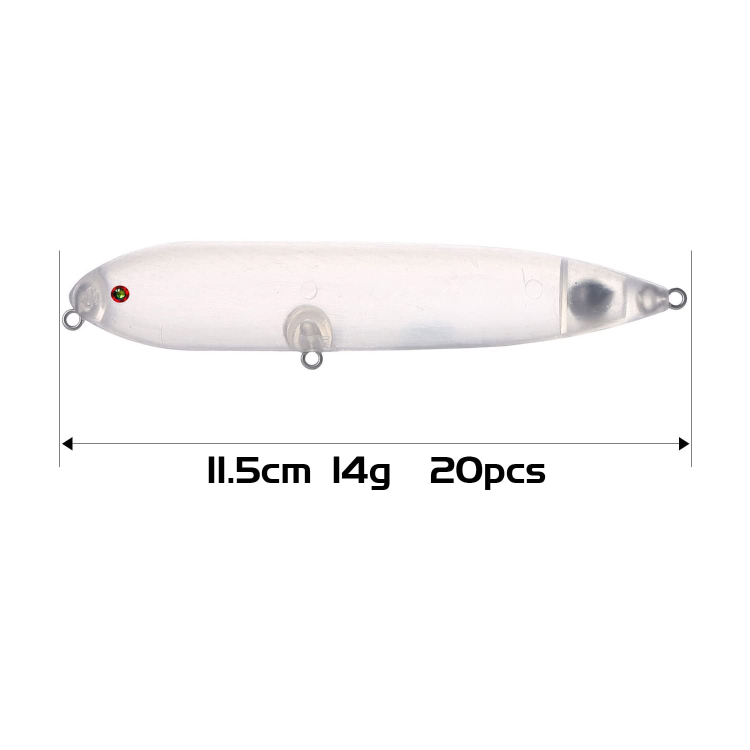 L PATTERN 20pcs/lot Fishing Lures Blank Unpainted Fishing Crankbait Blanks with Free Eyes Kit Blank Hard Lures Kit Fishing Baits Sets, 11.5cm/14g