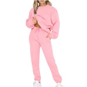 HGps8w Women's Two Piece Outfits Sweatsuit Long Sleeve Sweatshirt and Sweatpants Workout Athletic Tracksuits Loungewear