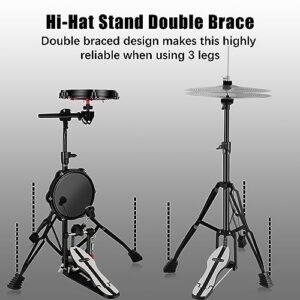 RANMING Practice Drum Pad Stand Kit Silent Drum Pad Set Drum Set Practice Kit with 1 Bass Drum Pedal,Hi-Hat Pedal,2 Drum stand,14 Inch Silent Cymbal,Dumb Drums for Beginners Adults (Black)