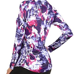 LURANEE UPF 50 Long Sleeve Women,Activewear Plus Size Dry Fit Athletic Tops Relaxed 1/4 Zip Pilates Running Pullover Gym Hiking Jacket Outfits Tops for Leggings Tie Dye XX-Large