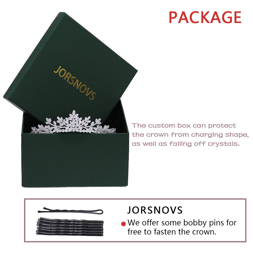 Jorsnovs Sparkly Small Zircon Wedding Crowns and Tiaras for Women Handmade Cubic Zirconia Princess Headpieces Sweet 16 Birthday Headdress