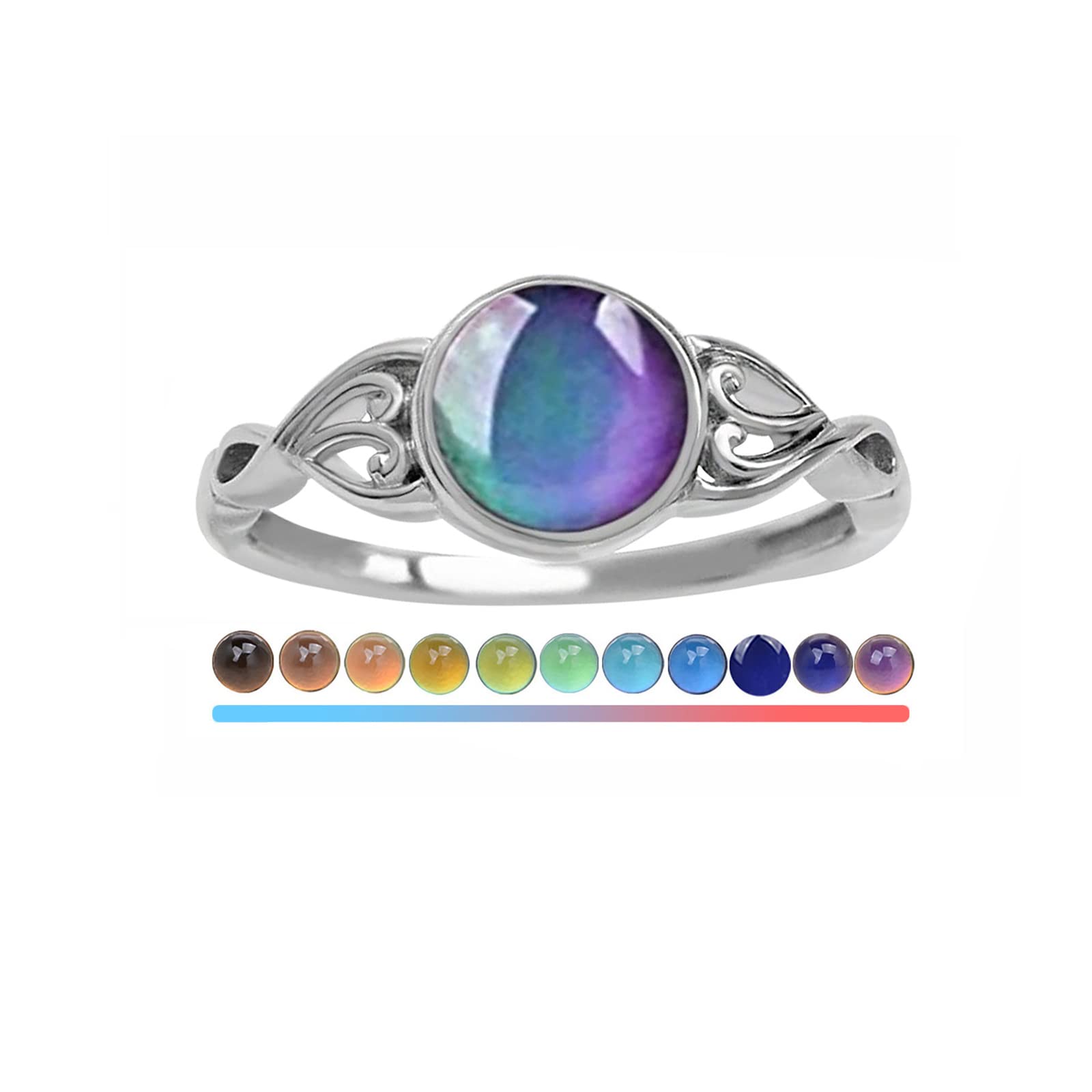 Fujiuia Mood Rings for Women Men Round Shape Emotion Temperature Color Changing Ring Jewelry Gift