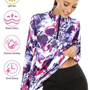 LURANEE UPF 50 Long Sleeve Women,Activewear Plus Size Dry Fit Athletic Tops Relaxed 1/4 Zip Pilates Running Pullover Gym Hiking Jacket Outfits Tops for Leggings Tie Dye XX-Large