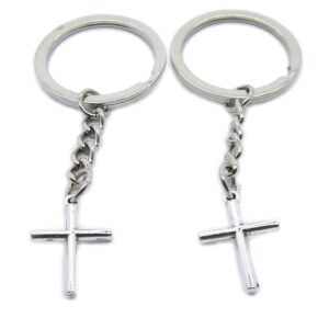 100 pieces keychain keyring door car key chain ring tag charms supplies uo8y4o jesus latin cross