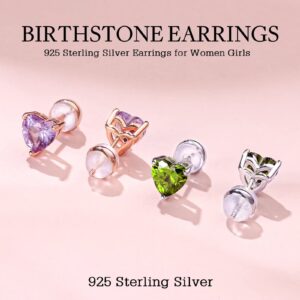 March Birthstone Aquamarine Earrings for Women, 925 Sterling Silver Heart Stud Rose Gold Earrings for Women Blue Earrings Jewelry Mothers Day Valentines Christmas Birthday Gifts for Women Her