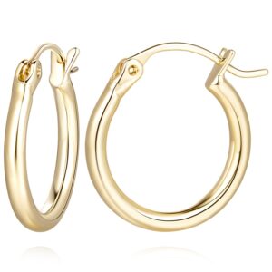 GIORGIA GIBBS 14K Gold Hoop Earrings for Women Trendy Well-polished Finish Round Fine Jewellery Brass with 14K Gold