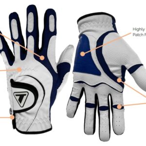 Tracer Golf Men's Golf Glove, 3-Pack - Cool fit, Comfort Stretch, Highly Durable Glove (XL-XXL (Plus), White/Black)