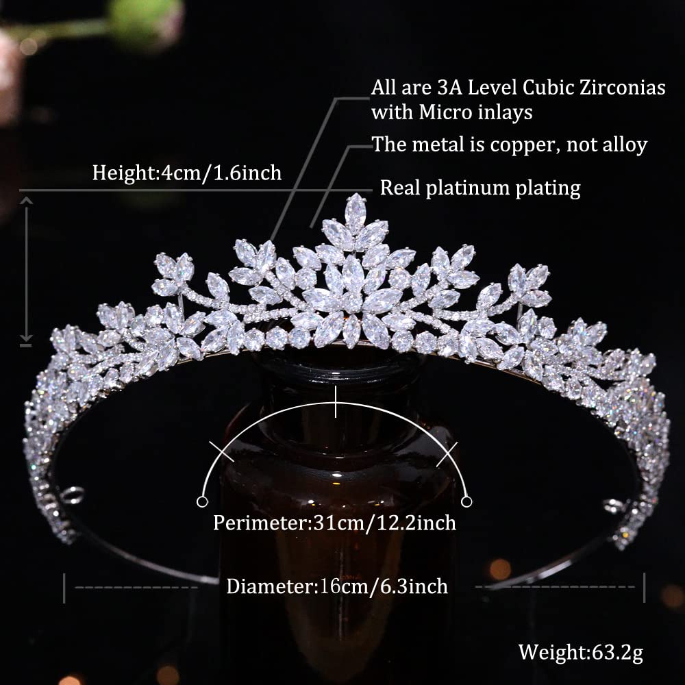 Jorsnovs Sparkly Small Zircon Wedding Crowns and Tiaras for Women Handmade Cubic Zirconia Princess Headpieces Sweet 16 Birthday Headdress