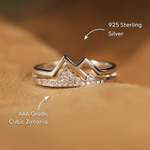 STORYJEWELLERY Mountain Ring for Lover, Valentine's Day Gift for Women, Silver Matching Couple Ring for Her, Hill Ring for Girlfriend, Ring for Wife, Gift Love Ring for Women(silver love 07)