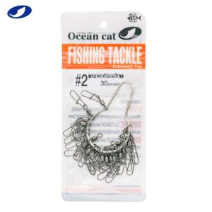 OCEAN CAT 60-150 Pcs American Swivel with Duo Lock Pin Snap Fishing Snaps Kit Hooked Cross Snaps Stainless Steel Sea Fishing Tackle Hook Lure Connector Fishing Swivel Size 1#2#4#6#8# (#6, 150 pcs)