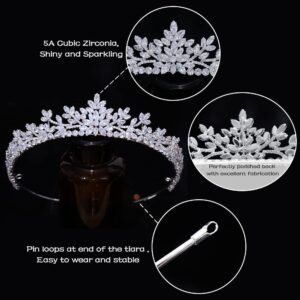 Jorsnovs Sparkly Small Zircon Wedding Crowns and Tiaras for Women Handmade Cubic Zirconia Princess Headpieces Sweet 16 Birthday Headdress