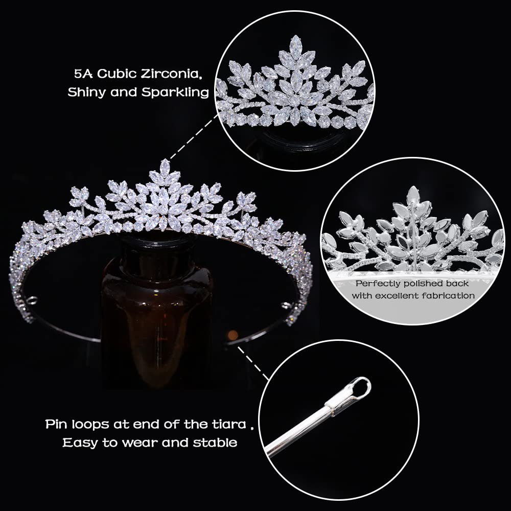 Jorsnovs Sparkly Small Zircon Wedding Crowns and Tiaras for Women Handmade Cubic Zirconia Princess Headpieces Sweet 16 Birthday Headdress