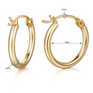 GIORGIA GIBBS 14K Gold Hoop Earrings for Women Trendy Well-polished Finish Round Fine Jewellery Brass with 14K Gold