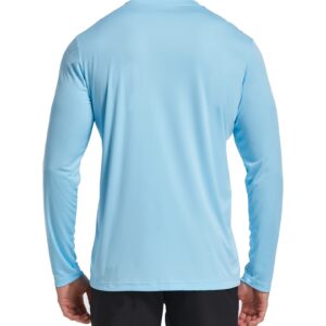 TELALEO UPF 50+ Men's Fishing Shirts Lightweight Quick Dry Long Sleeve Rash Guard Shirt Sun Protection Hiking Sports White/Blue S