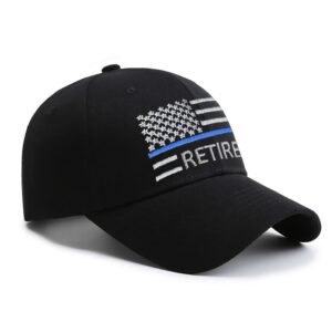 Thin Blue Line USA Flag Retired Dad Hats Adjustable Baseball Cap Gifts for Police Officers Cops