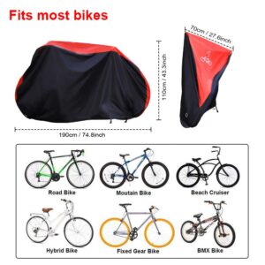 NEVERLAND Bike Covers Outdoor Storage Waterproof, Bicycle Cover for 1 Bike with Lock Hole Sun Rain Wind Dust Proof for Mountain Road Exercise Electric City Bike