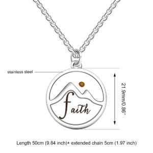 Uloveido Mustard Seed Mountain Necklace Stainless Steel Faith Pendant Inspirational Christian Baptism Religious Gift for Women Y2391