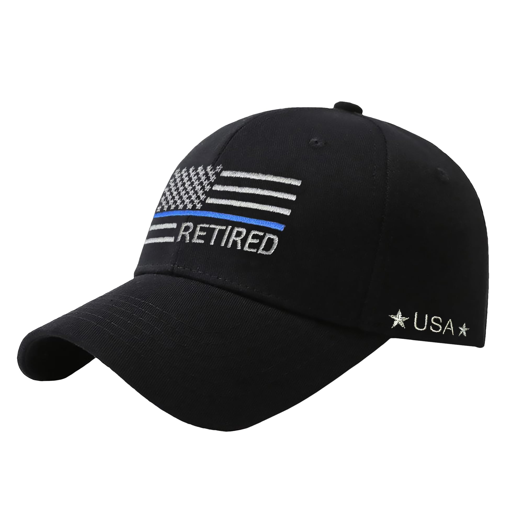 Thin Blue Line USA Flag Retired Dad Hats Adjustable Baseball Cap Gifts for Police Officers Cops