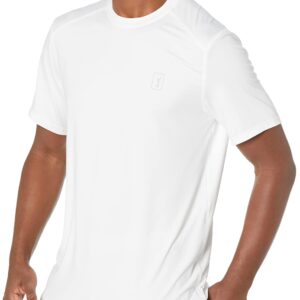 PGA TOUR Men's Short Sleeve Crew Neck Golf Tee Shirt, Bright White, Small