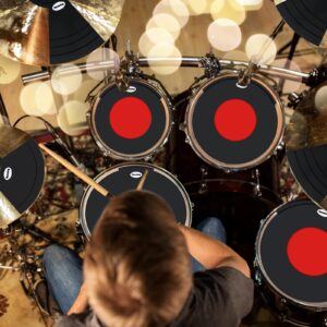 RANMING Drum Mute Pads Silicone Drum Mute Set Double-layer Drum Pad Mute Eliminates Sustain Effectively Reduce 90% Volume with Mutes Sized 10, 12, 14, 16", 1Bass Drum Mute,4 Cymbal Mutes 9 pcs