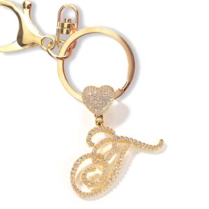 Initial Letter Keychain for Women Girl Crystal Alphabet Letter Keyring A-Z Letter Charm Gold Silver Pendant for Purse Handbag, One Size