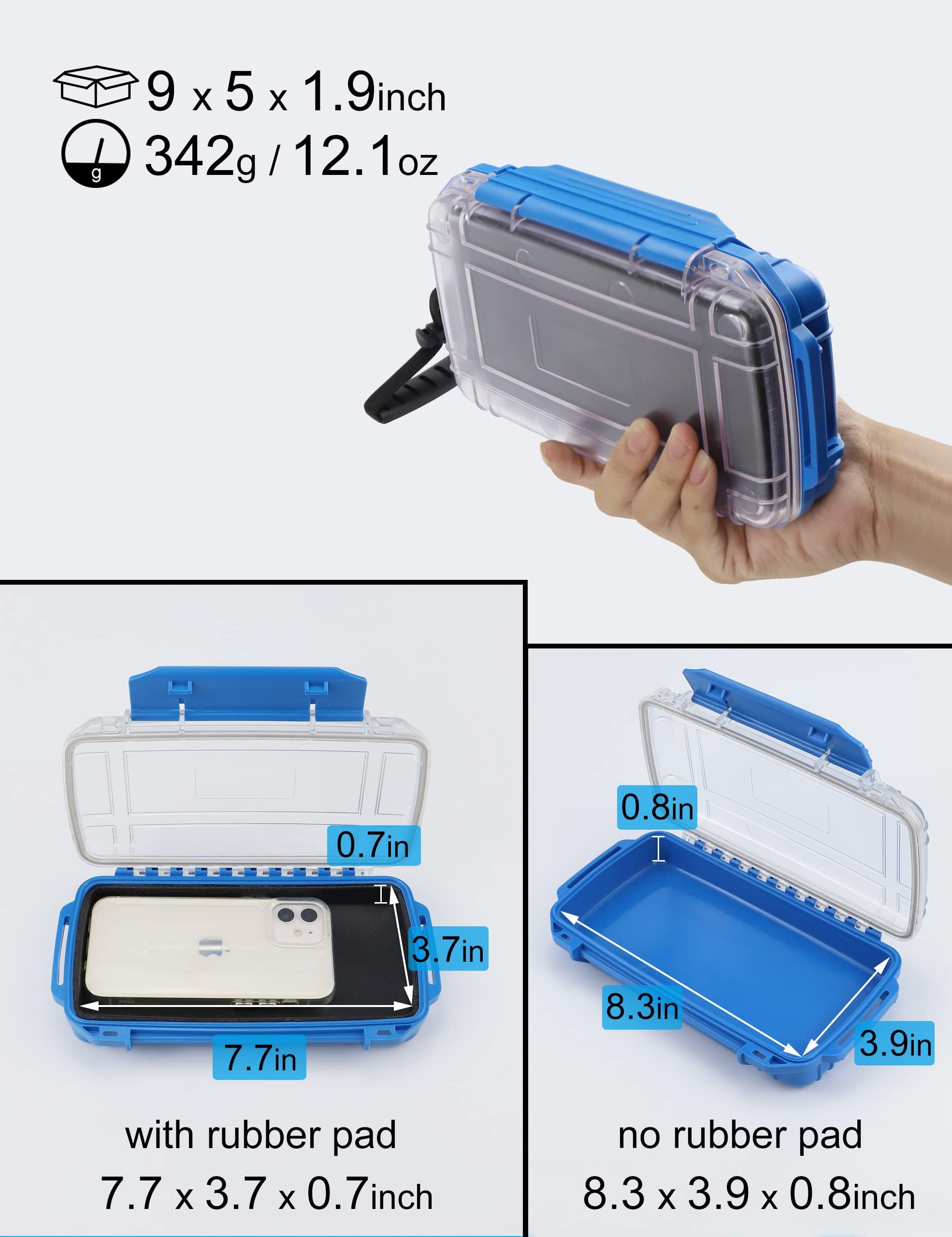 Hlotmeky Dry Box Waterproof Box for Kayaking Boat Waterproof Phone Box Small Waterproof Container Watertight Storage Box Diving Dry Case (Blue)