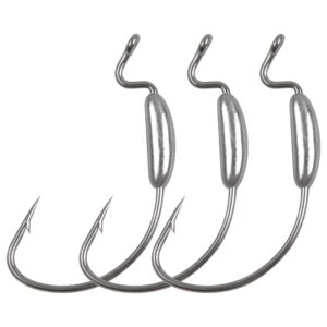 OROOTL Weighted Swimbait Fishing Hooks, 25pcs Weighted Worm Hooks for Bass Fishing Wide Gap Weedless Hooks for Soft Plastic Lures Freshwater Saltwater Fishing