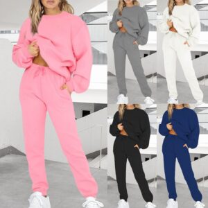 HGps8w Women's Two Piece Outfits Sweatsuit Long Sleeve Sweatshirt and Sweatpants Workout Athletic Tracksuits Loungewear