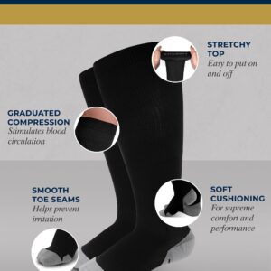 Pembrook Plus Size Compression Socks Wide Calf - Up to 6XL | Black Wide Calf Compression Socks Women Plus Size | Circulation Support Extra Wide Calf Compression Socks