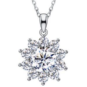 CNUGGCH Diamond Pendant Necklaces for Women, Anniversary Birthday Gifts for Wife Soulmate, Jewelry Gift for Women Mom Girlfriend Girls Her, Moissanite Necklace 1Ct-3Ct Sunflower Style (3CT)